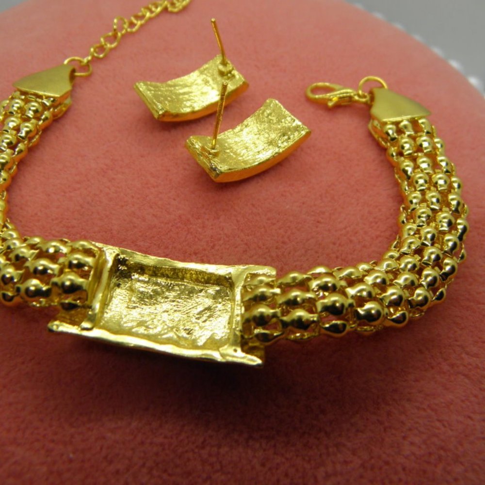 4 PCS Gold Rhinestone Necklace, Jewelry Set - Picture 8 of 8